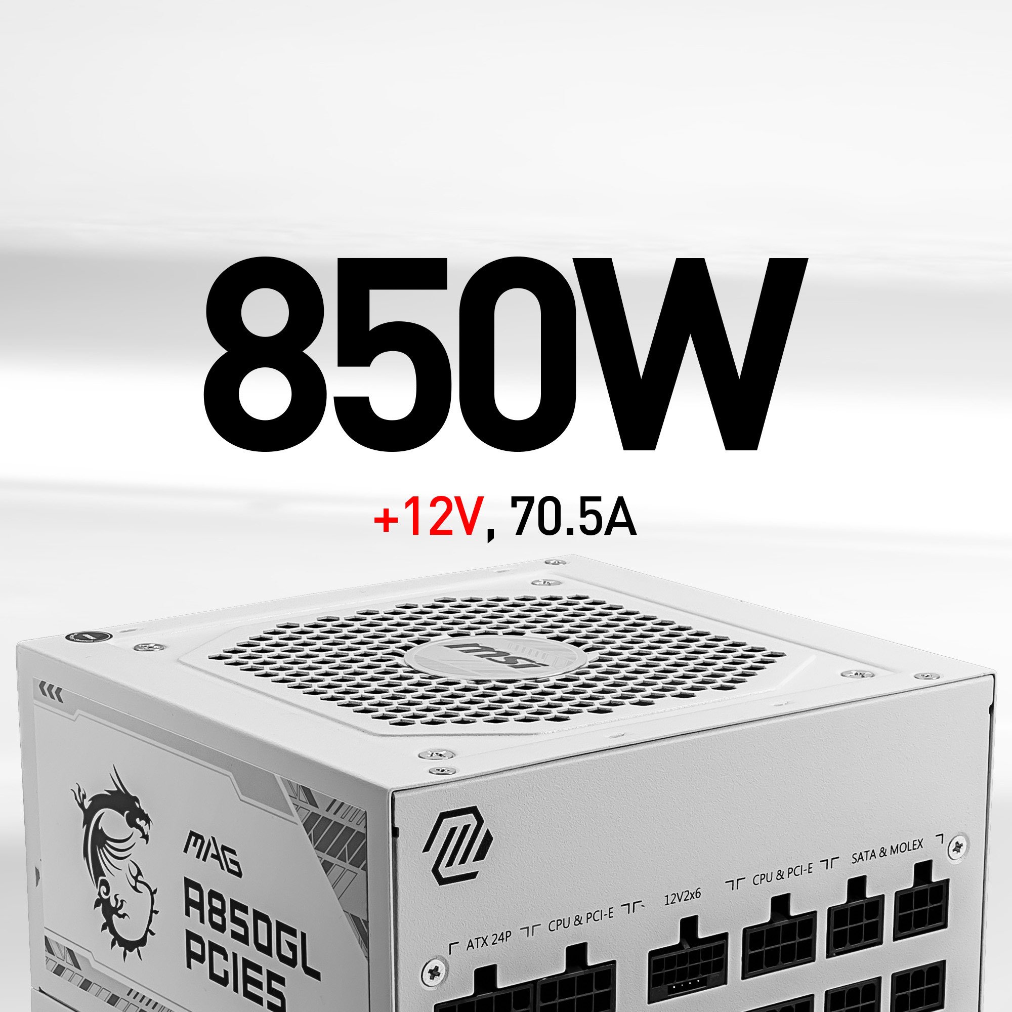 MSI - MAG A850GL PCIE 5.0 WHITE, 80 GOLD Fully Modular Gaming PSU